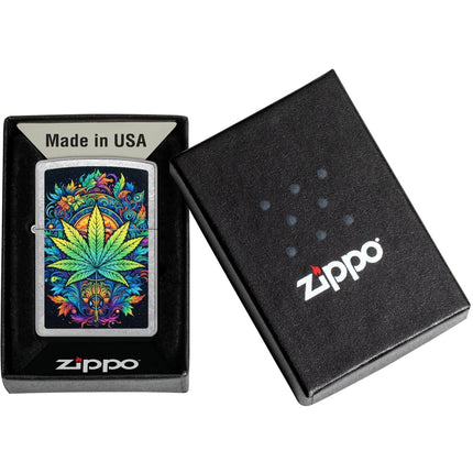 Zippo Lighter: Captivating Cannabis Design Intricate Multi Color | 46575