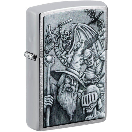 Zippo Lighter: Mystical Beings Design Classic Brushed Chrome Finish | 46579