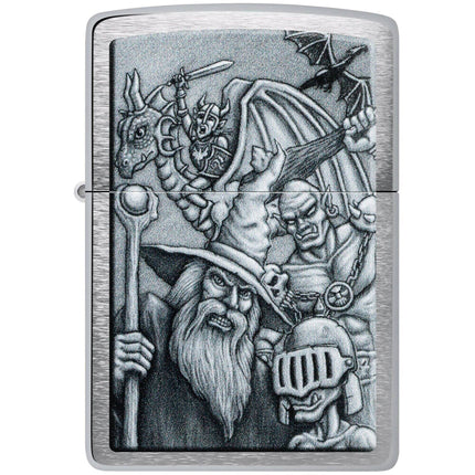 Zippo Lighter: Mystical Beings Design Classic Brushed Chrome Finish | 46579
