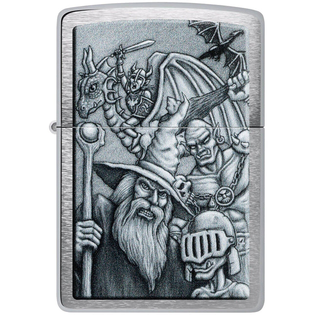 Zippo Lighter: Mystical Beings Design Classic Brushed Chrome Finish | 46579