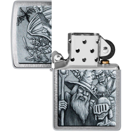Zippo Lighter: Mystical Beings Design Classic Brushed Chrome Finish | 46579