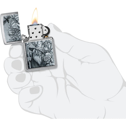 Zippo Lighter: Mystical Beings Design Classic Brushed Chrome Finish | 46579
