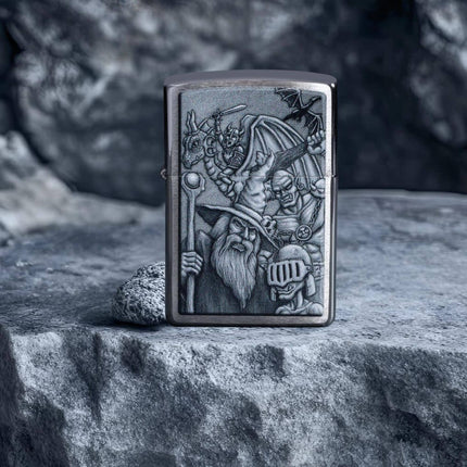 Zippo Lighter: Mystical Beings Design Classic Brushed Chrome Finish | 46579