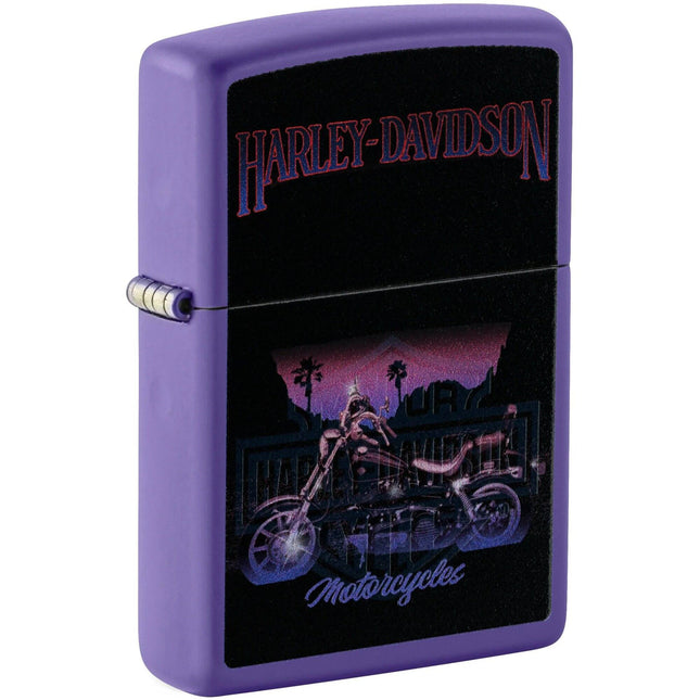 Zippo Lighter: Harley-Davidson® Motorcycle Purple Matte Finish | 46676
