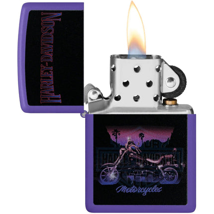 Zippo Lighter: Harley-Davidson® Motorcycle Purple Matte Finish | 46676