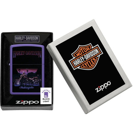 Zippo Lighter: Harley-Davidson® Motorcycle Purple Matte Finish | 46676