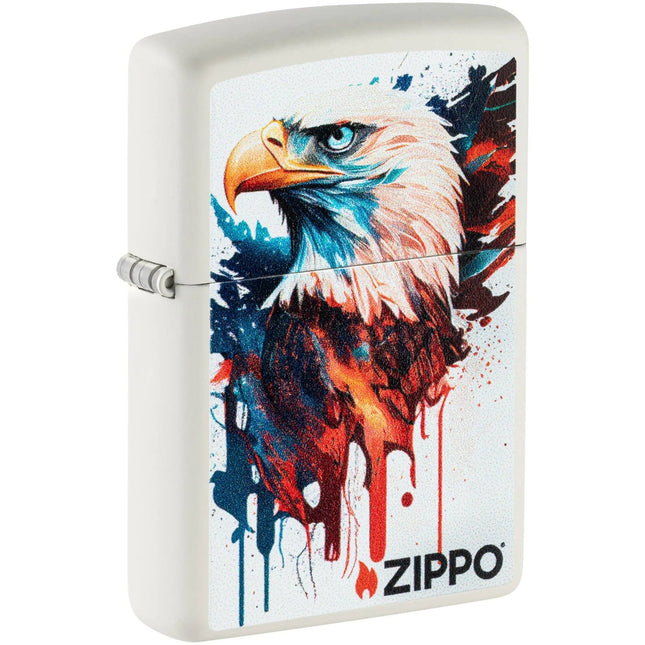 Zippo Lighter: Painted Eagle Design Classic White Matte Finish | 46692