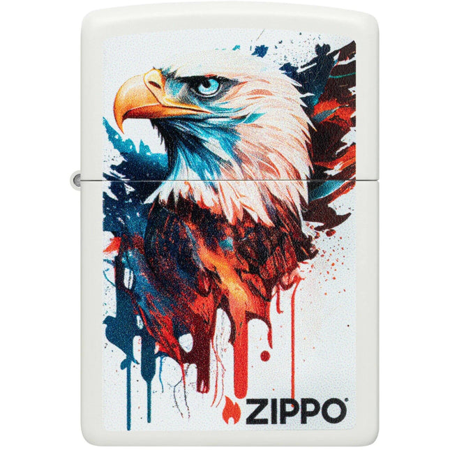 Zippo Lighter: Painted Eagle Design Classic White Matte Finish | 46692
