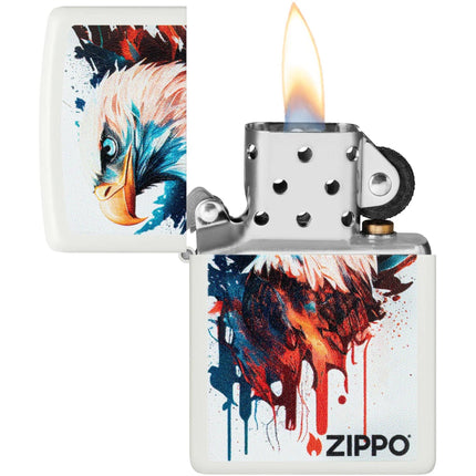 Zippo Lighter: Painted Eagle Design Classic White Matte Finish | 46692