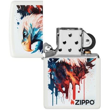 Zippo Lighter: Painted Eagle Design Classic White Matte Finish | 46692