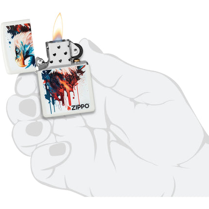 Zippo Lighter: Painted Eagle Design Classic White Matte Finish | 46692