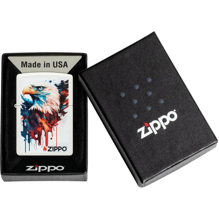 Zippo Lighter: Painted Eagle Design Classic White Matte Finish | 46692