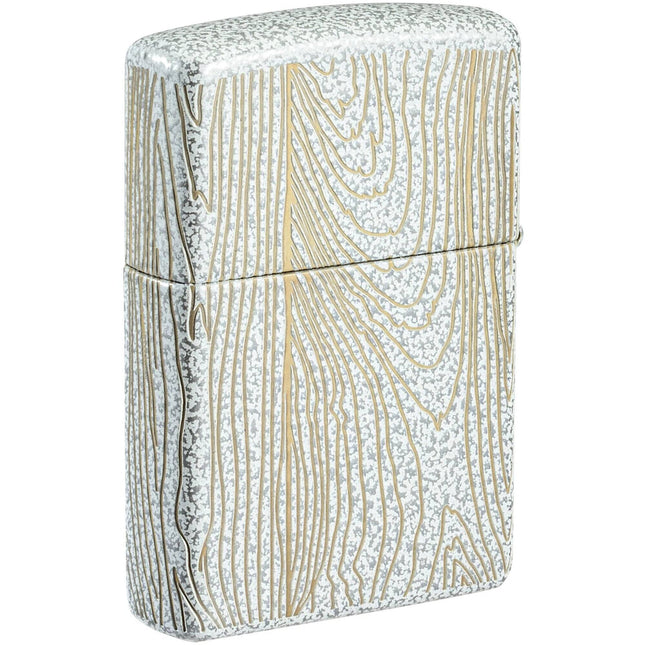 Zippo Lighter: Tree of Life Woodgrain Design Classic Glacier Finish | 46697