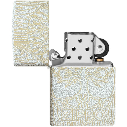 Zippo Lighter: Tree of Life Woodgrain Design Classic Glacier Finish | 46697