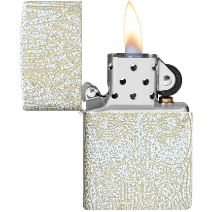 Zippo Lighter: Tree of Life Woodgrain Design Classic Glacier Finish | 46697