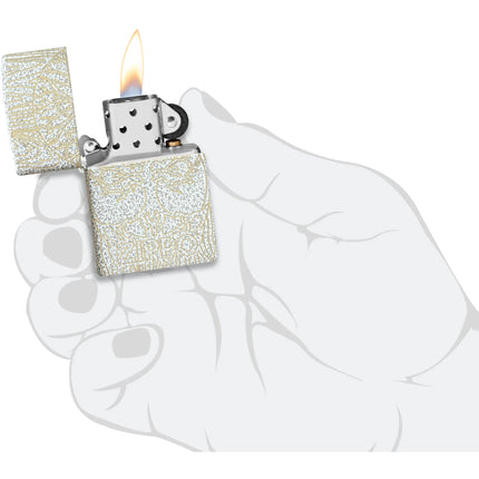 Zippo Lighter: Tree of Life Woodgrain Design Classic Glacier Finish | 46697