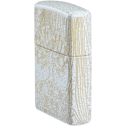 Zippo Lighter: Tree of Life Woodgrain Design Classic Glacier Finish | 46697
