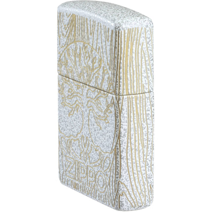 Zippo Lighter: Tree of Life Woodgrain Design Classic Glacier Finish | 46697
