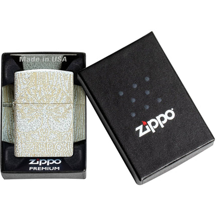 Zippo Lighter: Tree of Life Woodgrain Design Classic Glacier Finish | 46697