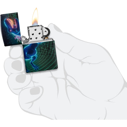 Zippo Lighter: Cyber Dino Design Glow-in-the-Dark 540 Color Finish | 46701