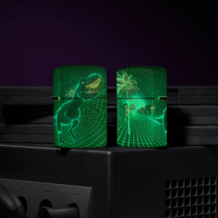 Zippo Lighter: Cyber Dino Design Glow-in-the-Dark 540 Color Finish | 46701