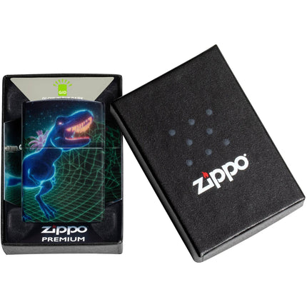 Zippo Lighter: Cyber Dino Design Glow-in-the-Dark 540 Color Finish | 46701