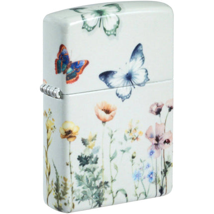 Zippo Lighter: 540 Color Glowing Butterflies Design Grey Finish | 46703