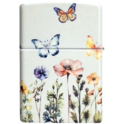 Zippo Lighter: 540 Color Glowing Butterflies Design Grey Finish | 46703