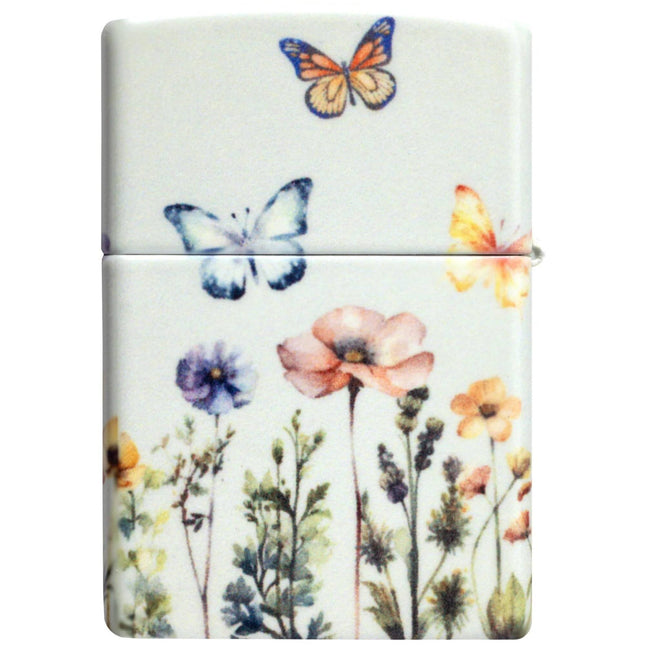 Zippo Lighter: 540 Color Glowing Butterflies Design Grey Finish | 46703