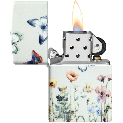 Zippo Lighter: 540 Color Glowing Butterflies Design Grey Finish | 46703