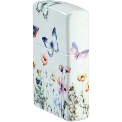Zippo Lighter: 540 Color Glowing Butterflies Design Grey Finish | 46703