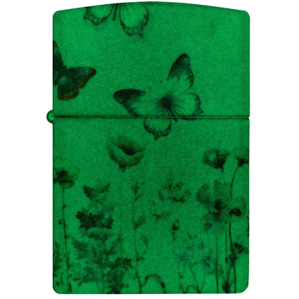 Zippo Lighter: 540 Color Glowing Butterflies Design Grey Finish | 46703