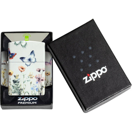 Zippo Lighter: 540 Color Glowing Butterflies Design Grey Finish | 46703