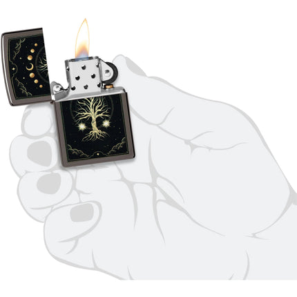 Zippo Windproof Lighter - Color Image Mystic Nature Design Metal Black Ice | 48636
