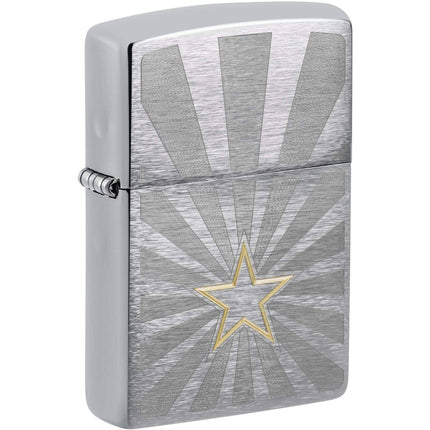 Zippo Lighter: Star Design Silver Classic Brushed Chrome | 48657