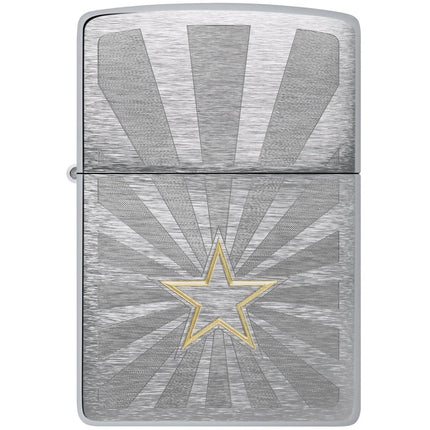 Zippo Lighter: Star Design Silver Classic Brushed Chrome | 48657