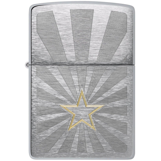 Zippo Lighter: Star Design Silver Classic Brushed Chrome | 48657