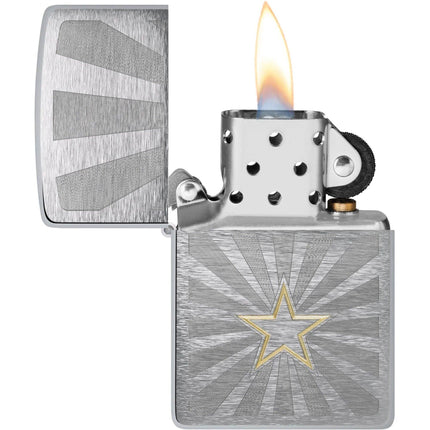 Zippo Lighter: Star Design Silver Classic Brushed Chrome | 48657