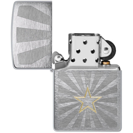 Zippo Lighter: Star Design Silver Classic Brushed Chrome | 48657