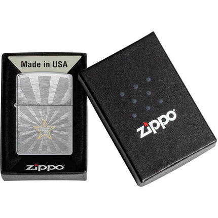 Zippo Lighter: Star Design Silver Classic Brushed Chrome | 48657