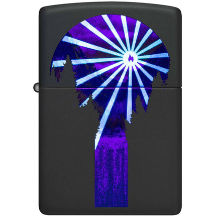 Zippo Lighter: Mountain Waterfall Design Black Matte Finish | 48676