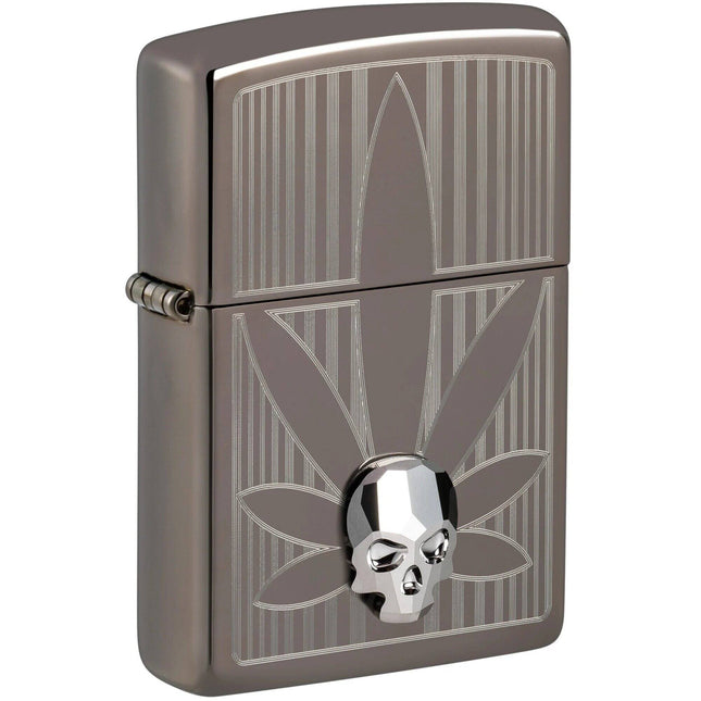 Zippo Lighter: Cannabis Crystal Skull Design | 48773