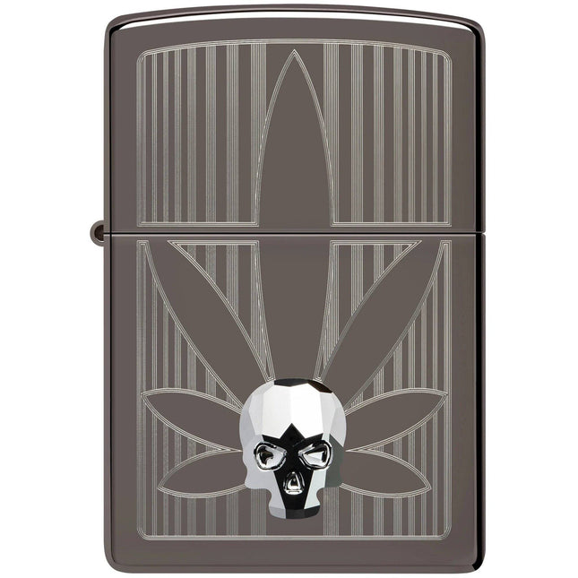 Zippo Lighter: Cannabis Crystal Skull Design | 48773