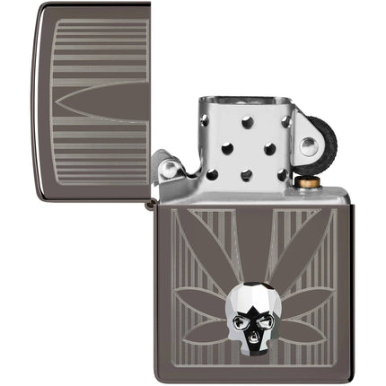 Zippo Lighter: Cannabis Crystal Skull Design | 48773