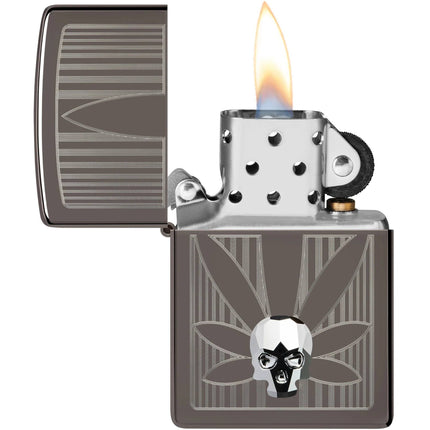 Zippo Lighter: Cannabis Crystal Skull Design | 48773