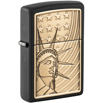 Zippo Lighter: Lady Liberty Emblem Classic Black Finish | 48921
