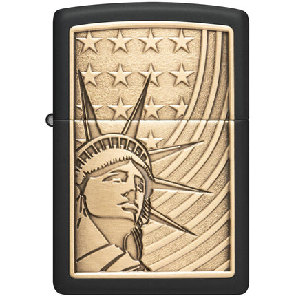 Zippo Lighter: Lady Liberty Emblem Classic Black Finish | 48921