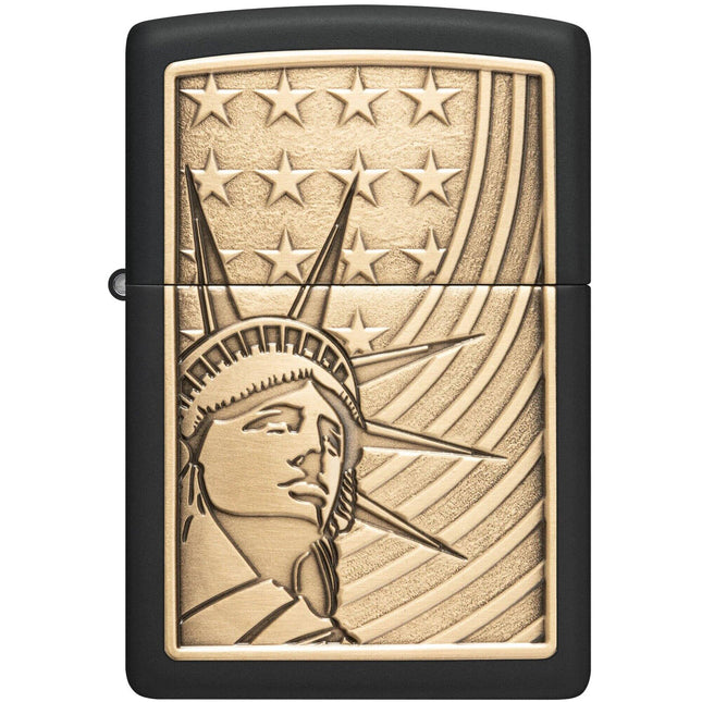 Zippo Lighter: Lady Liberty Emblem Classic Black Finish | 48921