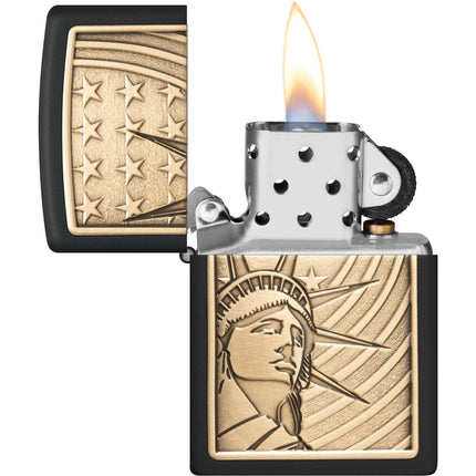Zippo Lighter: Lady Liberty Emblem Classic Black Finish | 48921