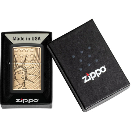 Zippo Lighter: Lady Liberty Emblem Classic Black Finish | 48921